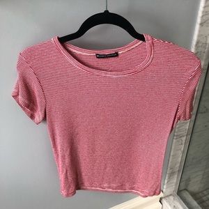 Brandy Melville Red and White Striped T-Shirt